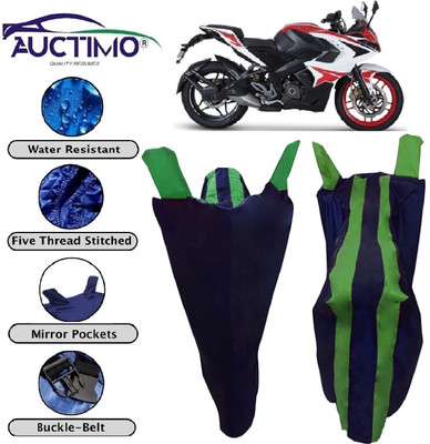 AUCTIMO Two Wheeler Cover for Bajaj(Pulsar RS 200, Blue, Green)