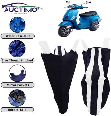 AUCTIMO Two Wheeler Cover for Piaggio(Vespa, White, Blue)