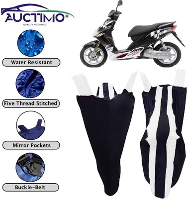 AUCTIMO Two Wheeler Cover for Yamaha(Jog R, White, Blue)
