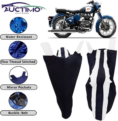 AUCTIMO Two Wheeler Cover for Royal Enfield(Classic 350, White, Blue)