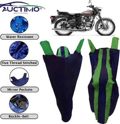 AUCTIMO Two Wheeler Cover for Royal Enfield(Bullet 500, Green)