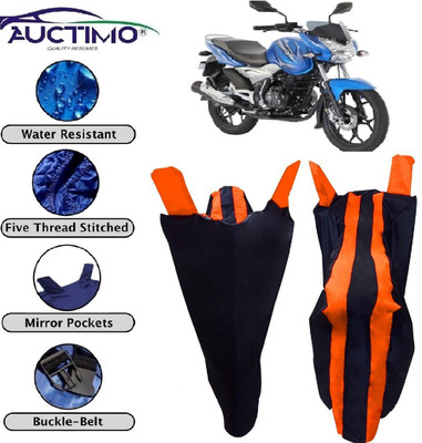 AUCTIMO Two Wheeler Cover for Bajaj(Discover 125 DTS-i, Orange, Blue)