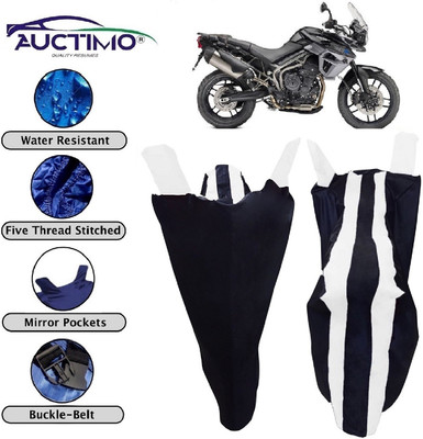 AUCTIMO Two Wheeler Cover for Triumph(Tiger 800 XR, White, Blue)