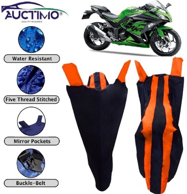 AUCTIMO Two Wheeler Cover for Kawasaki(Ninja 300, Orange, Blue)