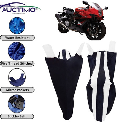 AUCTIMO Two Wheeler Cover for Hyosung(GT650R, White, Blue)