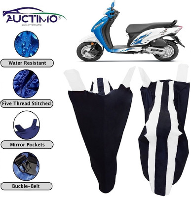 AUCTIMO Two Wheeler Cover for Honda(Activa i, White, Black)