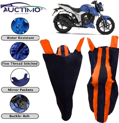 AUCTIMO Two Wheeler Cover for TVS(Apache RTR 160 4V, Orange, Blue)