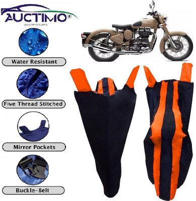 AUCTIMO Two Wheeler Cover for Royal Enfield(Bullet 500, Orange, Blue)