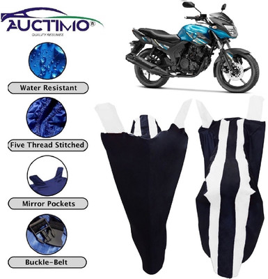 AUCTIMO Two Wheeler Cover for Yamaha(SZ-RR, White, Blue)