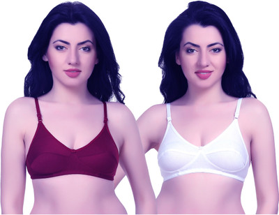 Zivosis Women T-Shirt Non Padded Bra(Maroon, White)