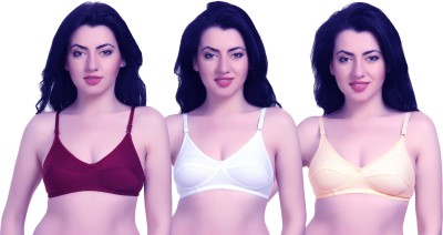 Sexy Bust Women T-Shirt Non Padded Bra(White, Maroon, Beige)