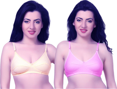 Sexy Bust Women T-Shirt Non Padded Bra(Pink, Beige)