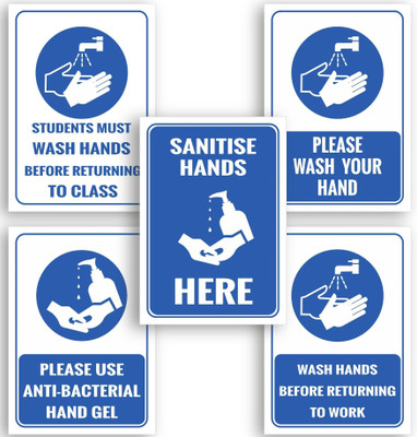 DECOR Production Safety Measures to Protect Sanitise hands here Emergency Sign