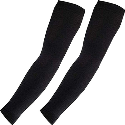 KUBER INDUSTRIES Cotton Arm Sleeve For Boys & Girls(Free, Black)
