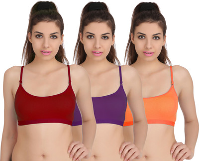Arousy P Sports Women Minimizer Non Padded Bra(Purple, Red, Orange)
