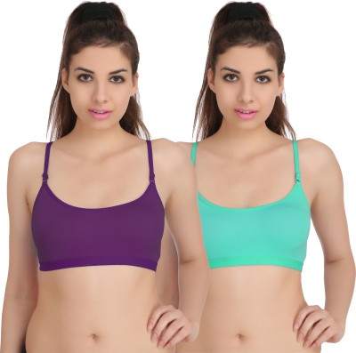 Fashion Comfortz P Sports Women Minimizer Non Padded Bra(Purple, Light Blue)