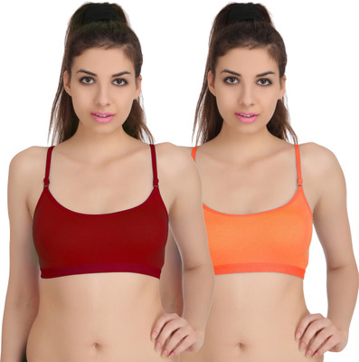samvar P Sports Women Minimizer Non Padded Bra(Red, Orange)