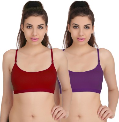 Fashion Comfortz P Sports Women Minimizer Non Padded Bra(Purple, Red)