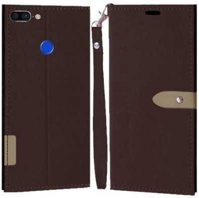 YAYAVAR Flip Cover for Honor 9 Lite(Brown, Grip Case, Pack of: 1)