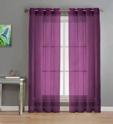 Blexos 274 cm (9 ft) Polyester Transparent Long Door Curtain (Pack Of 2)(Printed, Wine)