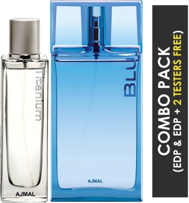 Ajmal Titanium EDP 100ml for Men and Blu EDP Perfume 90ml for Men Eau de Parfum Eau de Parfum  -  190 ml(For Men)