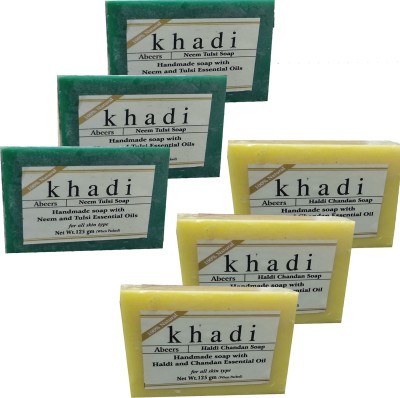 khadi abeers Haldi Chandan & Neem Tulsi With Essential Oils Soap (Pack of 6)(6 x 125 g)