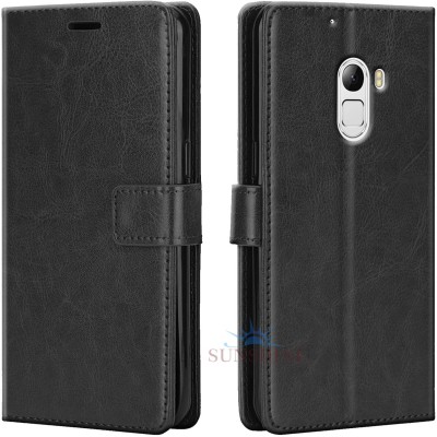SUNSHINE Wallet Case Cover for Lenovo K5 NOTE| Inside TPU with Card Pockets | Wallet Stand | Magnetic Closure(Black, Hard Case)