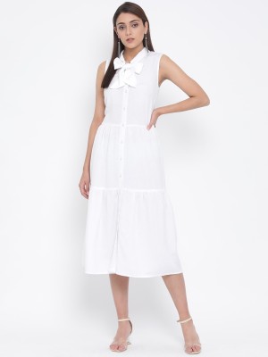 OXOLLOXO Women A-line White Dress