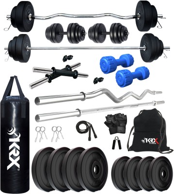 KRX 20 kg PVC 20 KG COMBO 343 with Unfilled Punching Bag & PVC Dumbbells Home Gym Combo