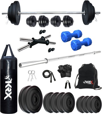 KRX 50 kg PVC 50 KG COMBO 9 with Unfilled Punching Bag & PVC Dumbbells Home Gym Combo