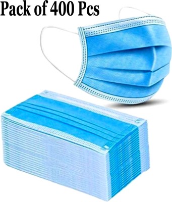 BLAQUE Certified Pack of 400 masks, 3 ply - 3 layered Pharmaceutical mask, anti viral and anti pollution surgical face mask With Nose pin, Water Resistant Surgical Mask - Regular 3 Ply - 400 Pcs Surgical Mask(Blue, Free Size, Pack of 400, 3 Ply)