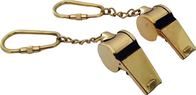 Shoptreed Antique Security Guard Whistle Brass Keychain-Set of 2 Key Chain