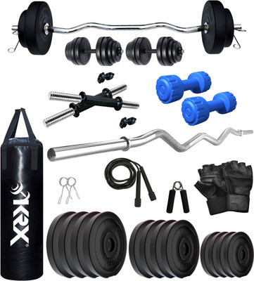 KRX 40 kg PVC 40 KG COMBO 3 WB with Unfilled Punching Bag & PVC Dumbbells Home Gym Combo