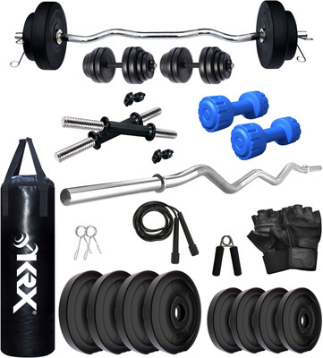 KRX 20 kg PVC 20 KG COMBO 3 WB with Unfilled Punching Bag & PVC Dumbbells Home Gym Combo