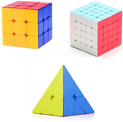 vworld high speed cube of 3x3x3,5x5x5 and pyramid magic cube pack of 3(3 Pieces)