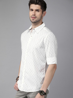 Roadster Men Printed Casual White Shirt