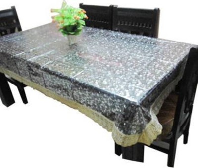 S R EXCLUSIVE Self Design 6 Seater Table Cover(White, PVC)