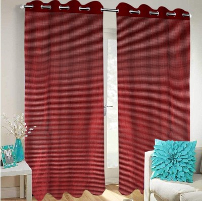 KUBER INDUSTRIES 214 cm (7 ft) Cotton Door Curtain (Pack Of 2)(Plain, Maroon)