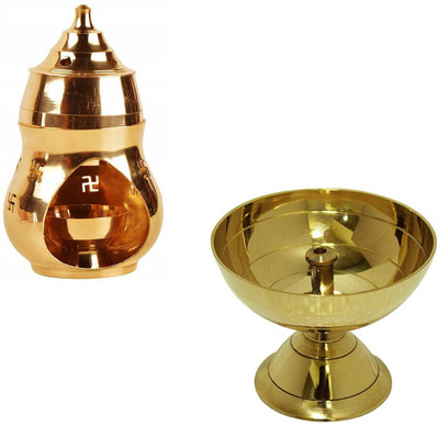 Stylewell Combo Of Classic Round Pure Brass Paro Pyali Worship/Spirtual/Religion Table Diya Designed Deepak With Kapoor/camphor Diffuser Brass Diya/lamp for Purification of Home Puja Brass (Pack of 2) Table Diya(Height: 4 inch)
