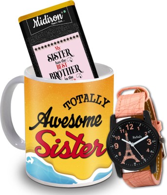 Midiron Rakhi Return Gift For Sister | Chocolate Bar | coffee Mug | Watch on her Birthday, Anniversary IZ20DTSister-70 Ceramic Gift Box(Multicolor)