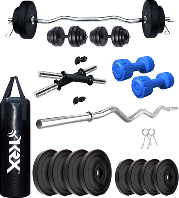 KRX 20 kg PVC 20 KG COMBO 3 WB-WA with Unfilled Punching Bag & PVC Dumbbells Home Gym Combo