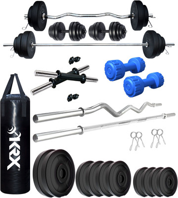 KRX 50 kg PVC 50 KG COMBO 2 WB-WA with Unfilled Punching Bag & PVC Dumbbells Home Gym Combo