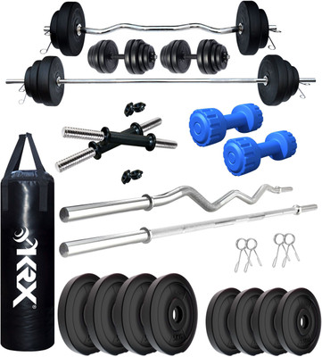 KRX 30 kg PVC 30 KG COMBO 2 WB-WA with Unfilled Punching Bag & PVC Dumbbells Home Gym Combo