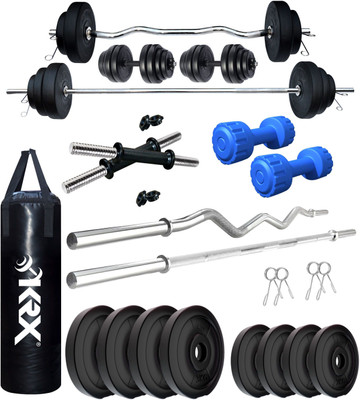 KRX 20 kg PVC 20 KG COMBO 42 WB-WA with Unfilled Punching Bag & PVC Dumbbells Home Gym Combo