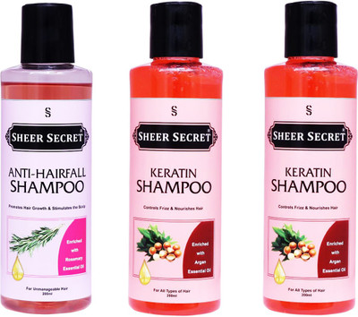 Sheer Secret Anti Hairfall Shampoo 200ml and Keratin Shampoo 400ml(600 ml)