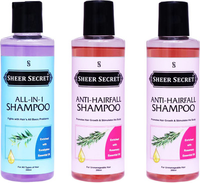 Sheer Secret All-In-One Shampoo 200ml and Anti Hairfall Shampoo 400ml(600 ml)