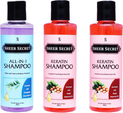 Sheer Secret All-In-One Shampoo 200ml and Keratin Shampoo 400ml(600 ml)