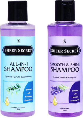 Sheer Secret All-In-One Shampoo 200ml and Smooth Shampoo 200ml(400 ml)