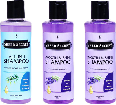 Sheer Secret All-In-One Shampoo 200ml and Smooth Shampoo 400ml(600 ml)