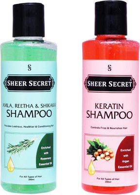 Sheer Secret Amla Reetha Shikakai Shampoo 200ml and Keratin Shampoo 200ml(400 ml)